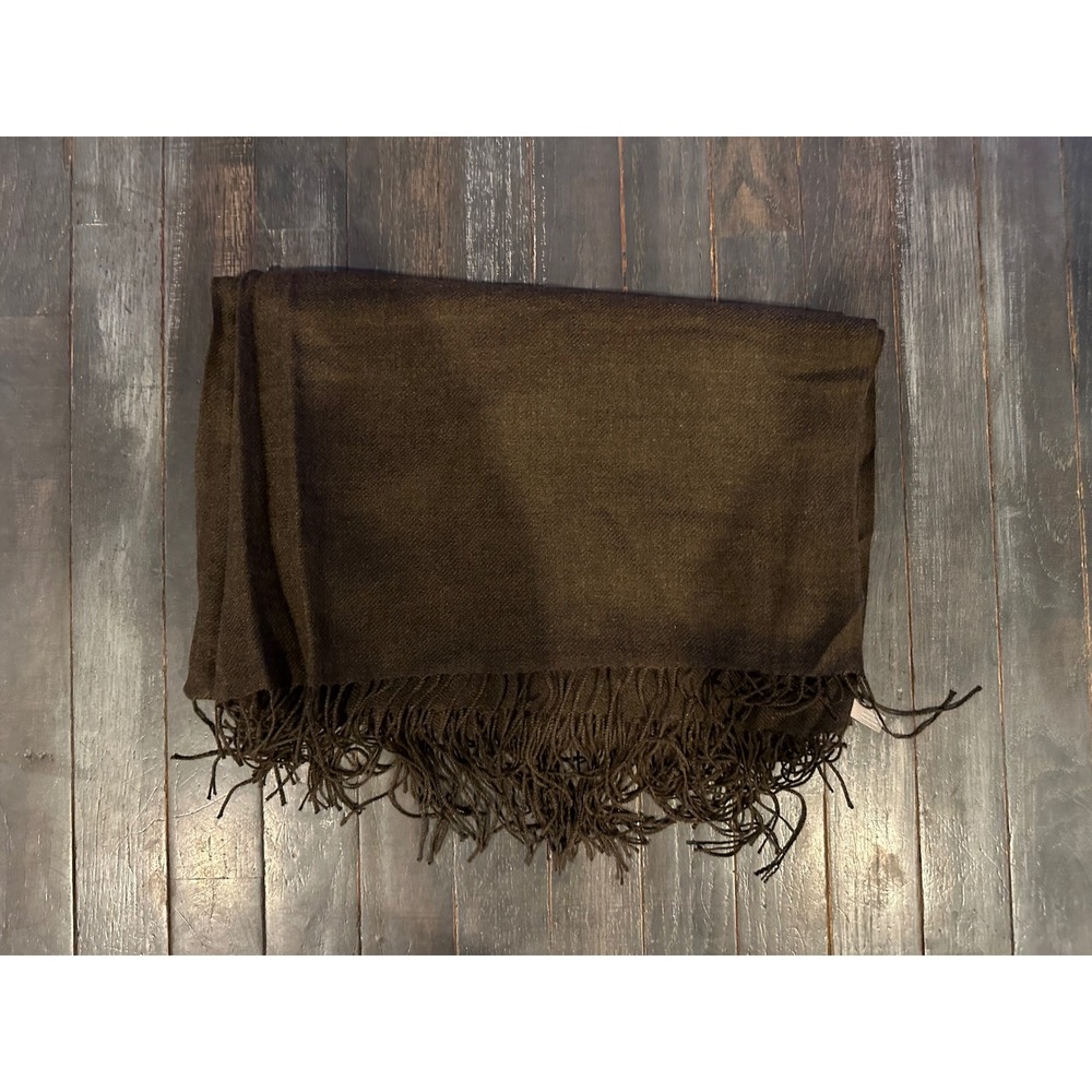 Nordstrom Women 100% Cashmere Scarf Heather Brown Fringe AMISPA3001 NWT